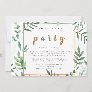 Watercolor Leaves 10b Wedding Elopement Party Invitation