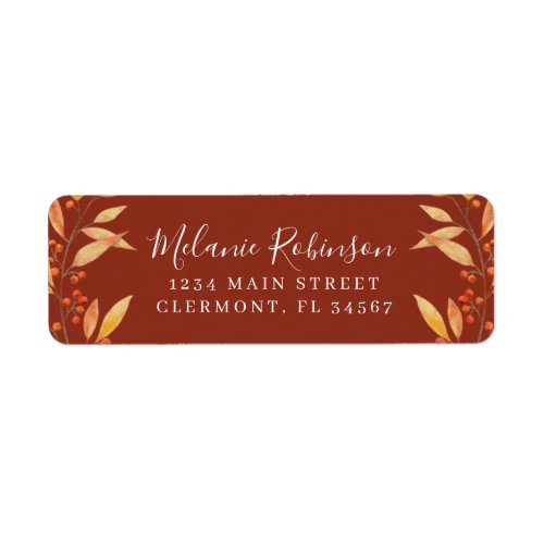 Watercolor Leaves Autumn Return Address Label