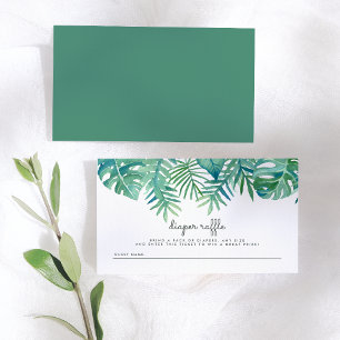 Watercolor Leaves Baby Shower Diaper Raffle Enclosure Card