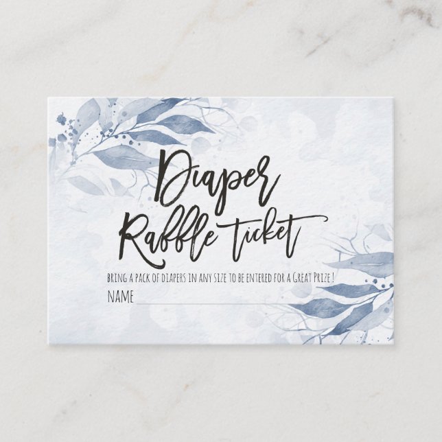 Watercolor Leaves Baby Shower Diaper Raffle Ticket Enclosure Card (Front)