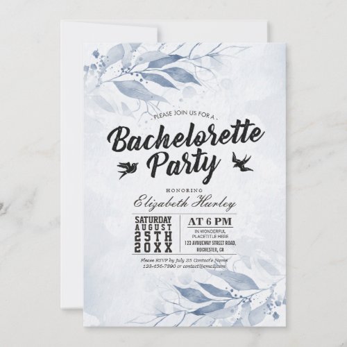 Watercolor Leaves Bachelorette Party Bridal Shower Invitation