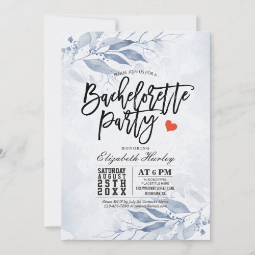 Watercolor Leaves Bachelorette Party Bridal Shower Invitation