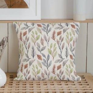 Watercolor Leaves beige Throw Pillow
