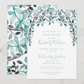 Watercolor Leaves Botanical Bridal Shower Invitation