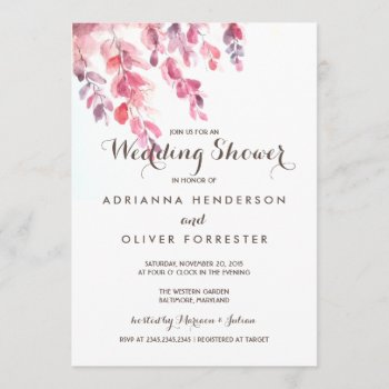 Watercolor Leaves Chic Wedding Shower Invitation by ohwhynotweddings at Zazzle