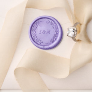 Watercolor leaves couple monogram rustic wedding wax seal stamp