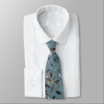 Watercolor Leaves Dusty Blue Neck Tie<br><div class="desc">This tie is perfect for outdoor weddings, beach weddings, or whimsical weddings. This tie features your wedding monogram on the inside for an unforgettable detail. Featuring painted florals and leaves on the front in blue tones. This is part of our "Garden Crest" wedding collection. Be sure to visit the collection...</div>