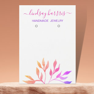 Watercolor Leaves Earrings Jewelry Display Card