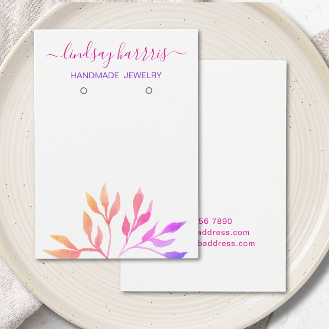 Watercolor Leaves Earrings Jewelry Display Card (Creator Uploaded)