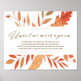 Printable Fall Wedding Sign Until We Meet Again Memorial Sign Autumn Leaves