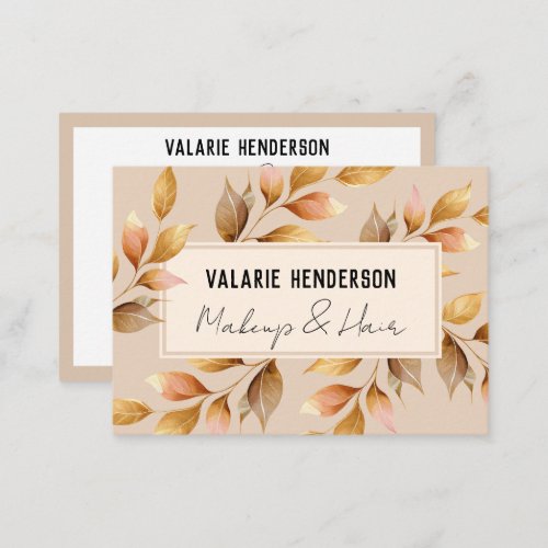 Watercolor Leaves Feminine Script Business Card