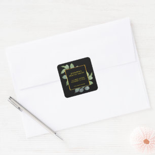 Watercolor leaves gold black professional square sticker