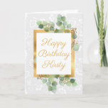 Watercolor Leaves Gold Foil Glitter Birthday Card<br><div class="desc">Waterflower Leaves Gold Foil design with floral white pattern background
Graphics by DigitalCurio on Etsy</div>