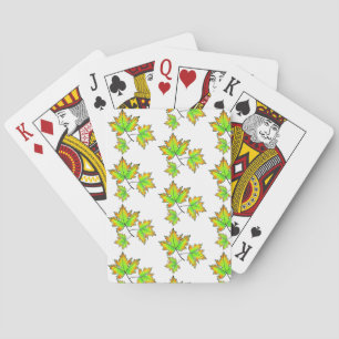 Watercolor leaves green yellow red Maple Leaf Poker Cards
