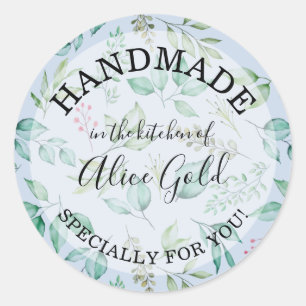 Watercolor Leaves HANDMADE for You Canning Gifts Classic Round Sticker