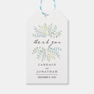 Watercolor Leaves in Green Hues Wedding Gift Tags
