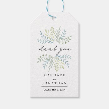 Watercolor Leaves In Green Hues Wedding Gift Tags by kittypieprints at Zazzle