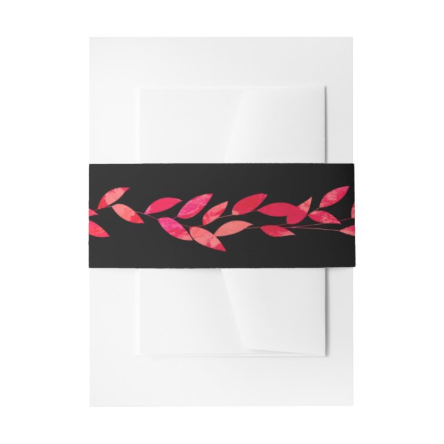 Watercolor Leaves Invitation Belly Band (Front Example)