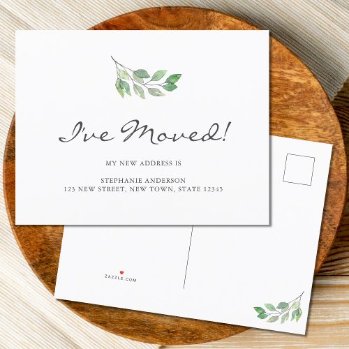 Watercolor Leaves Ive Moved Moving Announcement Postcard