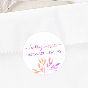 Watercolor Leaves Jeweler Classic Round Sticker