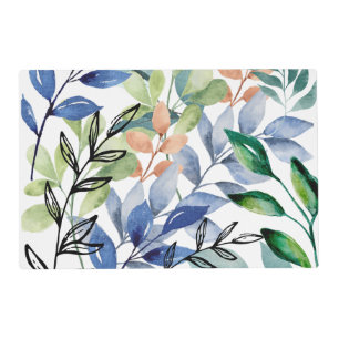 Watercolor Leaves Laminated Placemat
