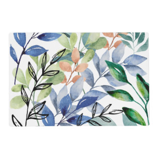 Watercolor Leaves Laminated Placemat