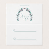 Watercolor Leaves Monogram Wedding Place Cards (Outside Unfolded)