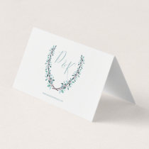 Watercolor Leaves Monogram Wedding Place Cards