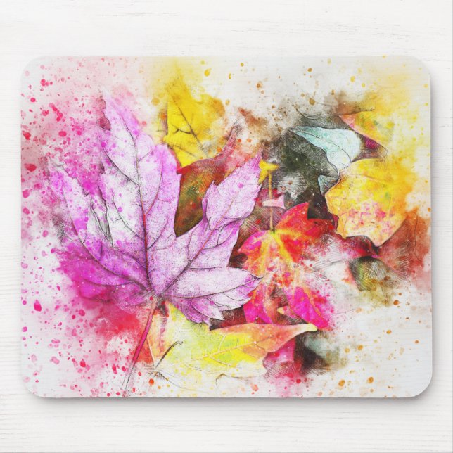 Watercolor Leaves Mouse Pad (Front)