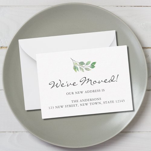 Watercolor Leaves Moving Announcement Mini Card