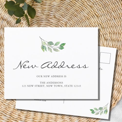 Watercolor Leaves Moving Announcement Postcard