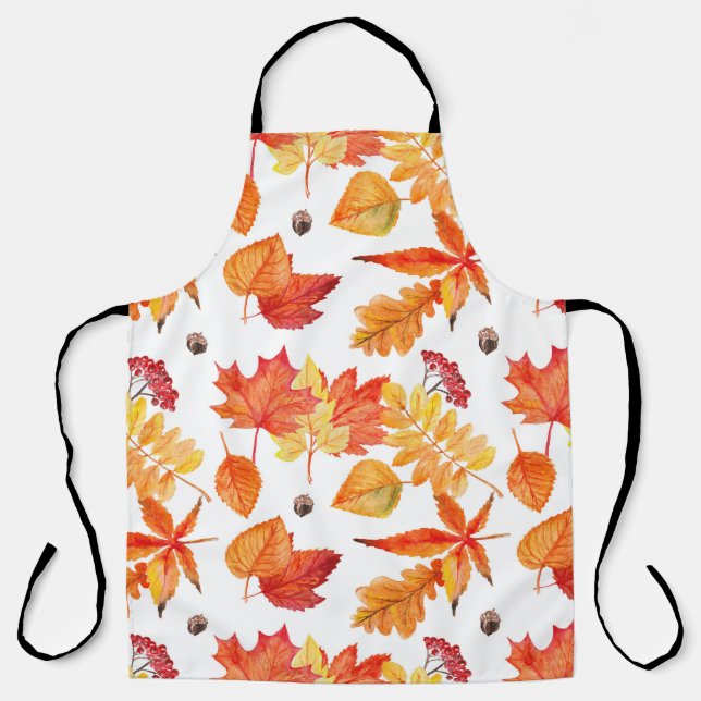 Watercolor leaves, natural seamless pattern. apron (Front)