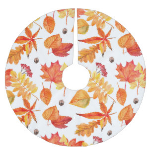 Watercolor leaves, natural seamless pattern. brushed polyester tree skirt