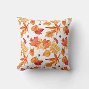 Watercolor leaves, natural seamless pattern. throw pillow