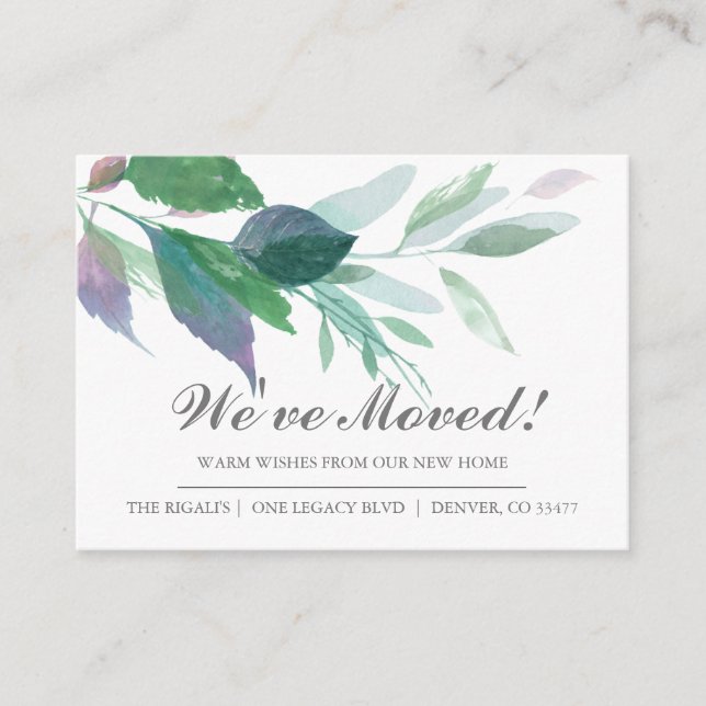 Watercolor Leaves New Home Moving Announcement (Front)