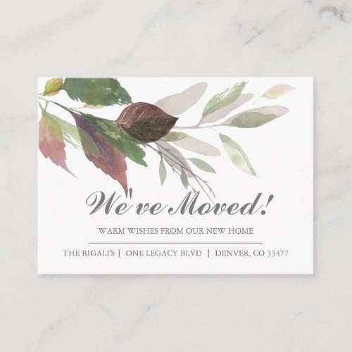 Watercolor Leaves New Home Moving Announcement