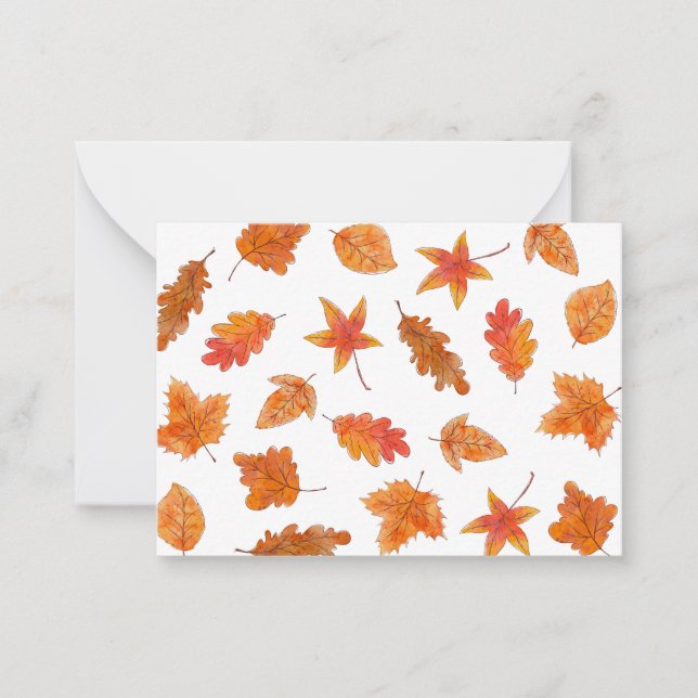 Watercolor Leaves Note Card (Front)