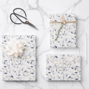 Watercolor Leaves on Ivory Wrapping Paper Sheets