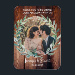 Watercolor leaves on rustic wood Thank You wedding Magnet<br><div class="desc">Watercolor leaves on rustic wood,  Thank You photo wedding magnet.
Wedding Thank You magnet to say "Thank you" to your wedding guests.
Add your own photo,  text and names and create a very personal and unique wedding favor.</div>