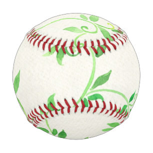 Watercolor leaves pattern baseball