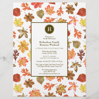 Watercolor Leaves Pattern Fall Family Reunion
