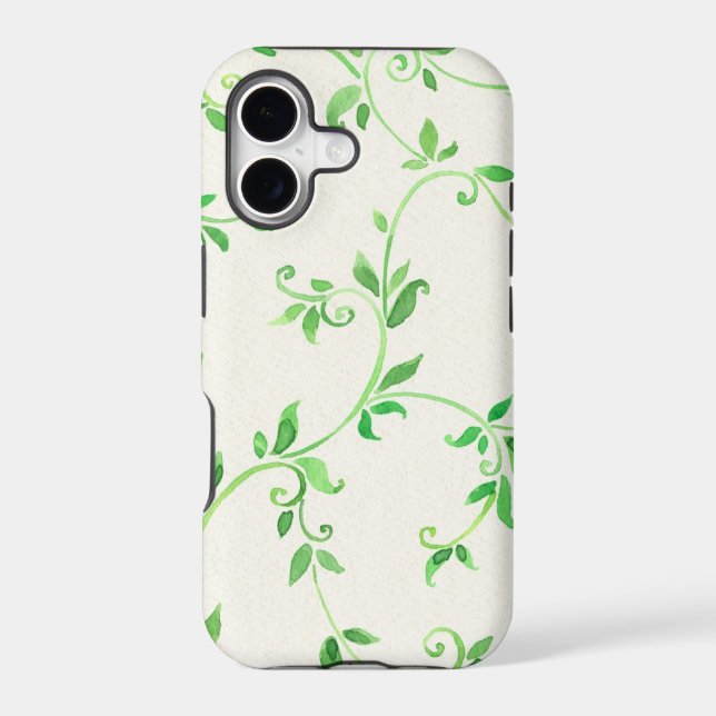 Watercolor leaves pattern iphone case (Back)