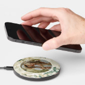 Watercolor Leaves Pattern Personalized Photo Wireless Charger (Hand)