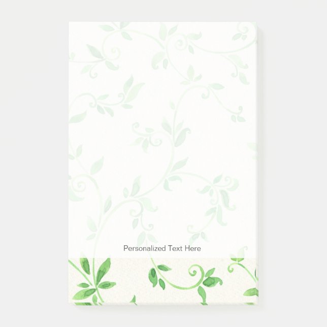 Watercolor leaves pattern post-it notes (Front)