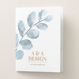 Watercolor Leaves Pocket Folder Design