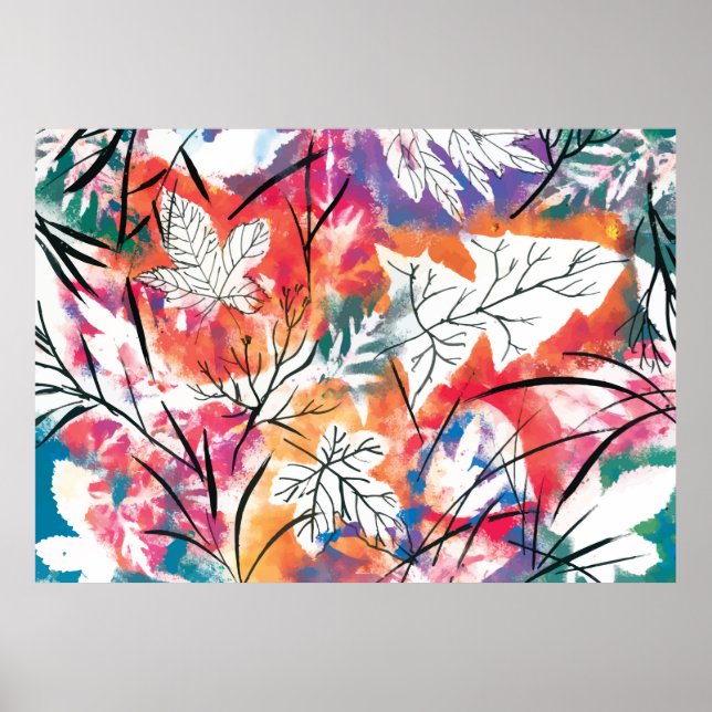Watercolor leaves poster (Front)