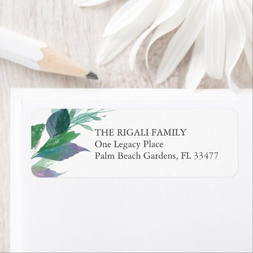 Watercolor  Leaves Return Address Label