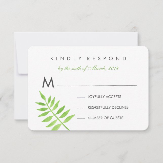 Watercolor Leaves RSVP Card (Front)
