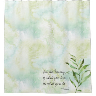 Watercolor Leaves Rumi Quote Shower Curtain