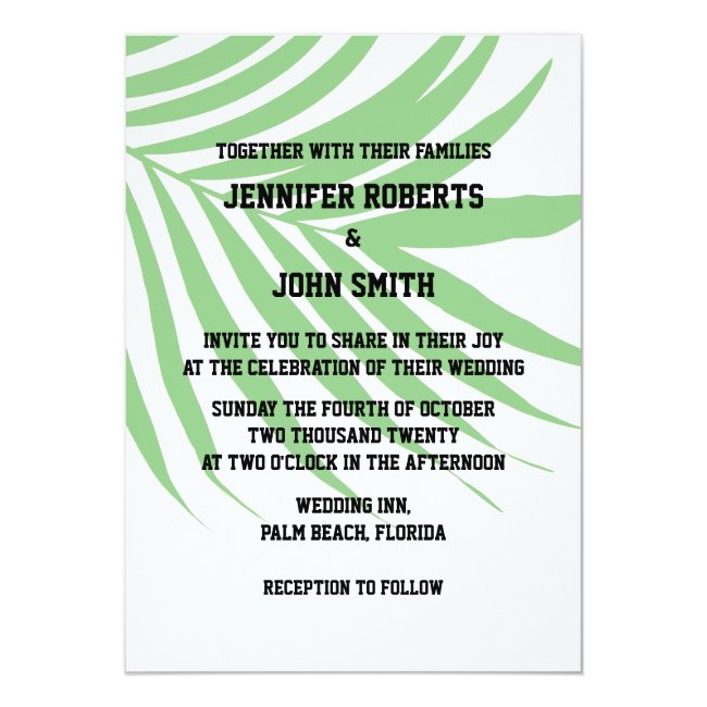 Watercolor Leaves Sage Green White Foliage Wedding Invitation